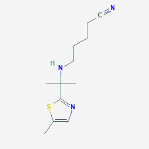 molecular formula C12H19N3S B7653853 5-[2-(5-Methyl-1,3-thiazol-2-yl)propan-2-ylamino]pentanenitrile 