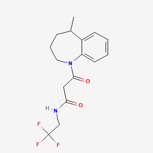 molecular formula C16H19F3N2O2 B7653883 3-(5-methyl-2,3,4,5-tetrahydro-1-benzazepin-1-yl)-3-oxo-N-(2,2,2-trifluoroethyl)propanamide 