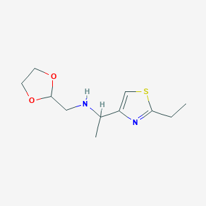 molecular formula C11H18N2O2S B7653973 N-(1,3-dioxolan-2-ylmethyl)-1-(2-ethyl-1,3-thiazol-4-yl)ethanamine 