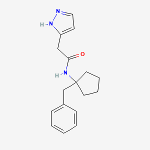 molecular formula C17H21N3O B7653993 N-(1-benzylcyclopentyl)-2-(1H-pyrazol-5-yl)acetamide 