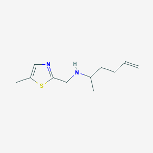 molecular formula C11H18N2S B7654054 N-[(5-methyl-1,3-thiazol-2-yl)methyl]hex-5-en-2-amine 