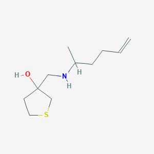 molecular formula C11H21NOS B7654083 3-[(Hex-5-en-2-ylamino)methyl]thiolan-3-ol 