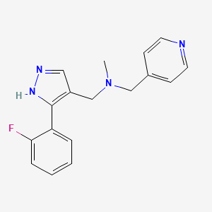 molecular formula C17H17FN4 B7654169 N-[[5-(2-fluorophenyl)-1H-pyrazol-4-yl]methyl]-N-methyl-1-pyridin-4-ylmethanamine 