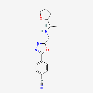 4-[5-[[1-(Oxolan-2-yl)ethylamino]methyl]-1,3,4-oxadiazol-2-yl]benzonitrile