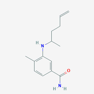 molecular formula C14H20N2O B7654205 3-(Hex-5-en-2-ylamino)-4-methylbenzamide 