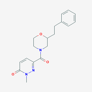 molecular formula C18H21N3O3 B7654295 2-Methyl-6-[2-(2-phenylethyl)morpholine-4-carbonyl]pyridazin-3-one 