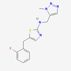 molecular formula C14H14FN5S B7654300 5-[(2-fluorophenyl)methyl]-N-[(3-methyltriazol-4-yl)methyl]-1,3-thiazol-2-amine 