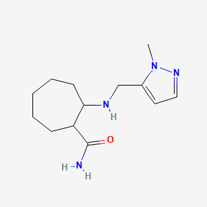 molecular formula C13H22N4O B7654348 2-[(2-Methylpyrazol-3-yl)methylamino]cycloheptane-1-carboxamide 