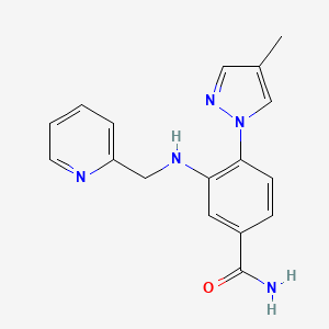 4-(4-Methylpyrazol-1-yl)-3-(pyridin-2-ylmethylamino)benzamide