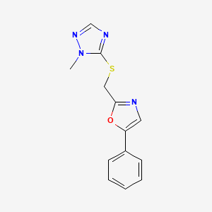 molecular formula C13H12N4OS B7654369 2-[(2-Methyl-1,2,4-triazol-3-yl)sulfanylmethyl]-5-phenyl-1,3-oxazole 