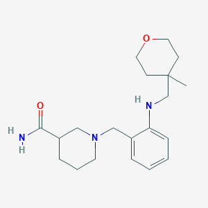 1-[[2-[(4-Methyloxan-4-yl)methylamino]phenyl]methyl]piperidine-3-carboxamide