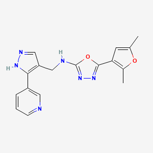 5-(2,5-dimethylfuran-3-yl)-N-[(5-pyridin-3-yl-1H-pyrazol-4-yl)methyl]-1,3,4-oxadiazol-2-amine