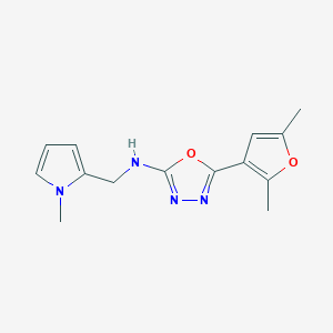 molecular formula C14H16N4O2 B7654516 5-(2,5-dimethylfuran-3-yl)-N-[(1-methylpyrrol-2-yl)methyl]-1,3,4-oxadiazol-2-amine 