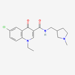 6-chloro-1-ethyl-N-[(1-methylpyrrolidin-3-yl)methyl]-4-oxoquinoline-3-carboxamide