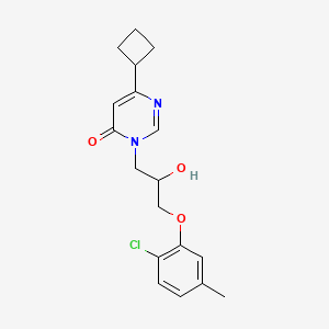 molecular formula C18H21ClN2O3 B7654533 3-[3-(2-Chloro-5-methylphenoxy)-2-hydroxypropyl]-6-cyclobutylpyrimidin-4-one 