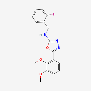 molecular formula C17H16FN3O3 B7654546 5-(2,3-dimethoxyphenyl)-N-[(2-fluorophenyl)methyl]-1,3,4-oxadiazol-2-amine 