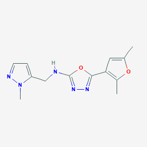 molecular formula C13H15N5O2 B7654554 5-(2,5-dimethylfuran-3-yl)-N-[(2-methylpyrazol-3-yl)methyl]-1,3,4-oxadiazol-2-amine 