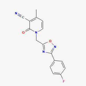 molecular formula C16H11FN4O2 B7654650 1-[[3-(4-Fluorophenyl)-1,2,4-oxadiazol-5-yl]methyl]-4-methyl-2-oxopyridine-3-carbonitrile 