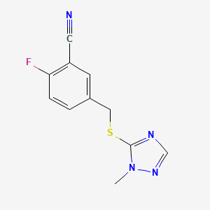 2-Fluoro-5-[(2-methyl-1,2,4-triazol-3-yl)sulfanylmethyl]benzonitrile