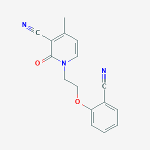 molecular formula C16H13N3O2 B7654692 1-[2-(2-Cyanophenoxy)ethyl]-4-methyl-2-oxopyridine-3-carbonitrile 