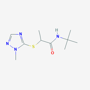 molecular formula C10H18N4OS B7654753 N-tert-butyl-2-[(2-methyl-1,2,4-triazol-3-yl)sulfanyl]propanamide 