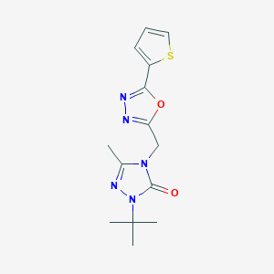 molecular formula C14H17N5O2S B7654770 2-Tert-butyl-5-methyl-4-[(5-thiophen-2-yl-1,3,4-oxadiazol-2-yl)methyl]-1,2,4-triazol-3-one 