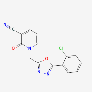 molecular formula C16H11ClN4O2 B7654771 1-[[5-(2-Chlorophenyl)-1,3,4-oxadiazol-2-yl]methyl]-4-methyl-2-oxopyridine-3-carbonitrile 