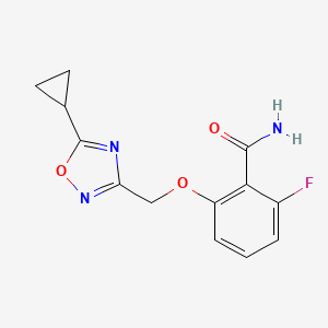 molecular formula C13H12FN3O3 B7654785 2-[(5-Cyclopropyl-1,2,4-oxadiazol-3-yl)methoxy]-6-fluorobenzamide 