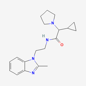 molecular formula C19H26N4O B7654796 2-cyclopropyl-N-[2-(2-methylbenzimidazol-1-yl)ethyl]-2-pyrrolidin-1-ylacetamide 