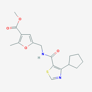 molecular formula C17H20N2O4S B7654807 Methyl 5-[[(4-cyclopentyl-1,3-thiazole-5-carbonyl)amino]methyl]-2-methylfuran-3-carboxylate 