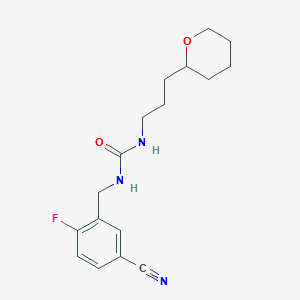 molecular formula C17H22FN3O2 B7654837 1-[(5-Cyano-2-fluorophenyl)methyl]-3-[3-(oxan-2-yl)propyl]urea 