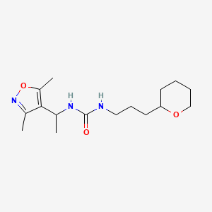 molecular formula C16H27N3O3 B7654843 1-[1-(3,5-Dimethyl-1,2-oxazol-4-yl)ethyl]-3-[3-(oxan-2-yl)propyl]urea 