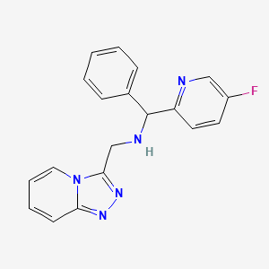 molecular formula C19H16FN5 B7654890 1-(5-fluoropyridin-2-yl)-1-phenyl-N-([1,2,4]triazolo[4,3-a]pyridin-3-ylmethyl)methanamine 