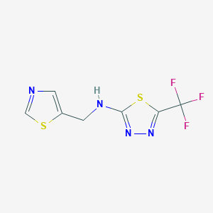 molecular formula C7H5F3N4S2 B7654900 N-(1,3-thiazol-5-ylmethyl)-5-(trifluoromethyl)-1,3,4-thiadiazol-2-amine 