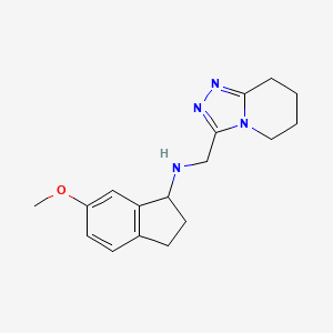 molecular formula C17H22N4O B7654935 6-methoxy-N-(5,6,7,8-tetrahydro-[1,2,4]triazolo[4,3-a]pyridin-3-ylmethyl)-2,3-dihydro-1H-inden-1-amine 