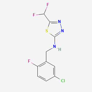 molecular formula C10H7ClF3N3S B7654939 N-[(5-chloro-2-fluorophenyl)methyl]-5-(difluoromethyl)-1,3,4-thiadiazol-2-amine 