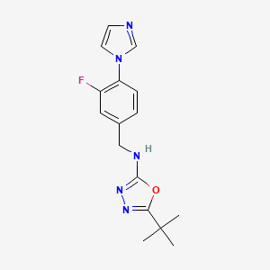 5-tert-butyl-N-[(3-fluoro-4-imidazol-1-ylphenyl)methyl]-1,3,4-oxadiazol-2-amine