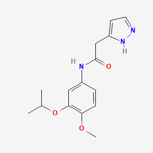 molecular formula C15H19N3O3 B7655030 N-(4-methoxy-3-propan-2-yloxyphenyl)-2-(1H-pyrazol-5-yl)acetamide 