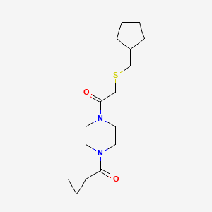 molecular formula C16H26N2O2S B7655092 2-(Cyclopentylmethylsulfanyl)-1-[4-(cyclopropanecarbonyl)piperazin-1-yl]ethanone 