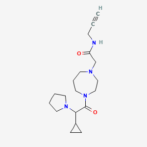 molecular formula C19H30N4O2 B7655133 2-[4-(2-cyclopropyl-2-pyrrolidin-1-ylacetyl)-1,4-diazepan-1-yl]-N-prop-2-ynylacetamide 