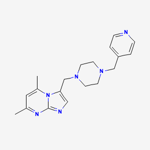 molecular formula C19H24N6 B7655168 5,7-Dimethyl-3-[[4-(pyridin-4-ylmethyl)piperazin-1-yl]methyl]imidazo[1,2-a]pyrimidine 