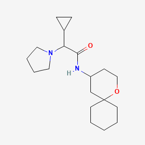 molecular formula C19H32N2O2 B7655169 2-cyclopropyl-N-(1-oxaspiro[5.5]undecan-4-yl)-2-pyrrolidin-1-ylacetamide 