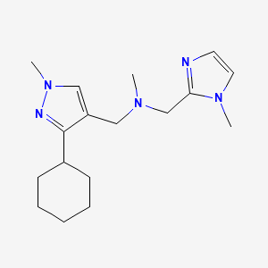 molecular formula C17H27N5 B7655193 1-(3-cyclohexyl-1-methylpyrazol-4-yl)-N-methyl-N-[(1-methylimidazol-2-yl)methyl]methanamine 