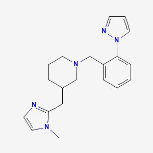 molecular formula C20H25N5 B7655223 3-[(1-Methylimidazol-2-yl)methyl]-1-[(2-pyrazol-1-ylphenyl)methyl]piperidine 