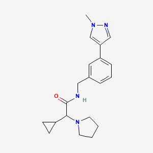 molecular formula C20H26N4O B7655305 2-cyclopropyl-N-[[3-(1-methylpyrazol-4-yl)phenyl]methyl]-2-pyrrolidin-1-ylacetamide 