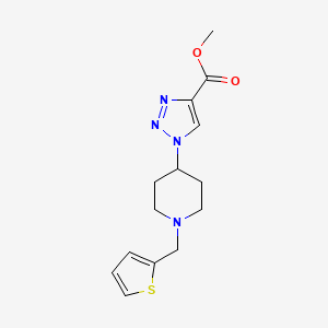 molecular formula C14H18N4O2S B7655323 Methyl 1-[1-(thiophen-2-ylmethyl)piperidin-4-yl]triazole-4-carboxylate 