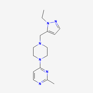 molecular formula C15H22N6 B7655326 4-[4-[(2-Ethylpyrazol-3-yl)methyl]piperazin-1-yl]-2-methylpyrimidine 