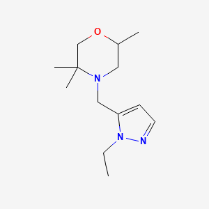 molecular formula C13H23N3O B7655360 4-[(2-Ethylpyrazol-3-yl)methyl]-2,5,5-trimethylmorpholine 