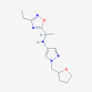 N-[1-(3-ethyl-1,2,4-oxadiazol-5-yl)ethyl]-1-(oxolan-2-ylmethyl)pyrazol-4-amine