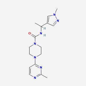 molecular formula C16H23N7O B7655437 N-[1-(1-methylpyrazol-4-yl)ethyl]-4-(2-methylpyrimidin-4-yl)piperazine-1-carboxamide 